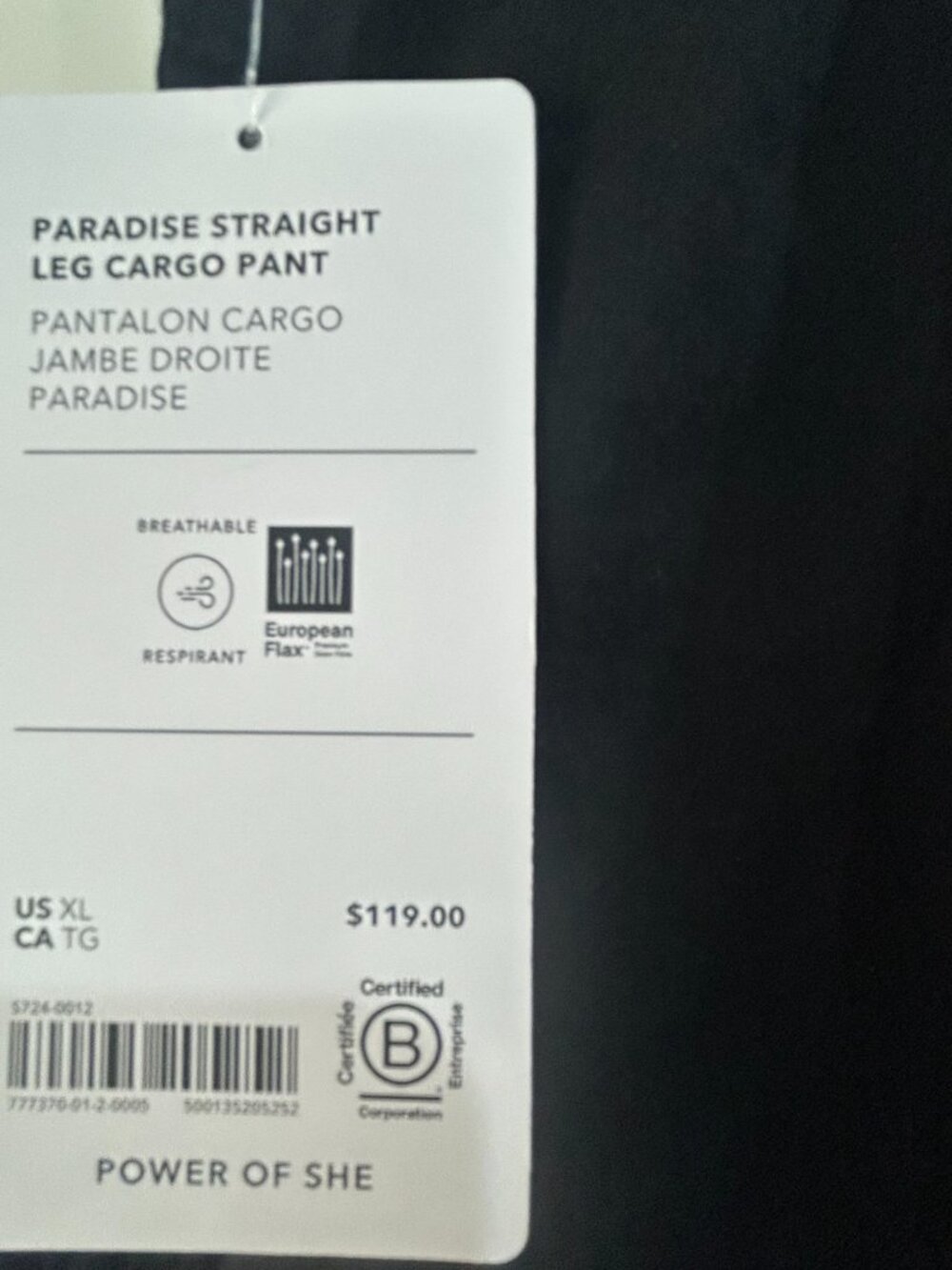Athleta Paradise Straight Leg Cargo Pants Black XL NWT - Picture 2 of 4